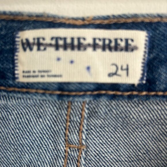 We The Free Free People Bare With Me Patchwork Straight Leg Denim Jeans 24 - Picture 2 of 16